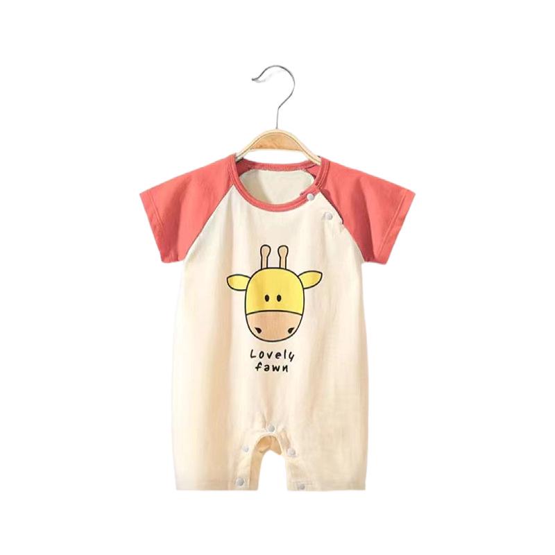 Baby Short-Sleeve Hooded Romper for Summer Outdoors