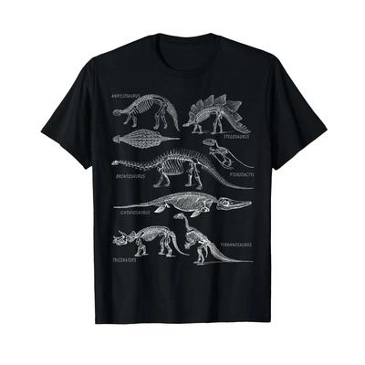 Dinosaur Skeleton Clothing Dinosaurs Paleontology Alt Art T Shirt Vintage Slightly Soft Fashion Stretched Versatile