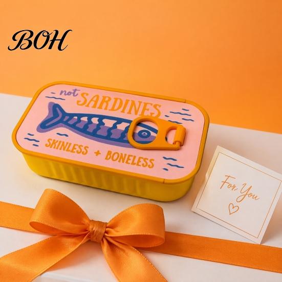 Reise Schmuckbehälter Sardinenbox mit Fischgräten-Trennwänden, Kompaktes Mini Neuheit Aufbewahrungsetui, Ringe Ohrringe Halsketten für Frauen Kleines Accessoire