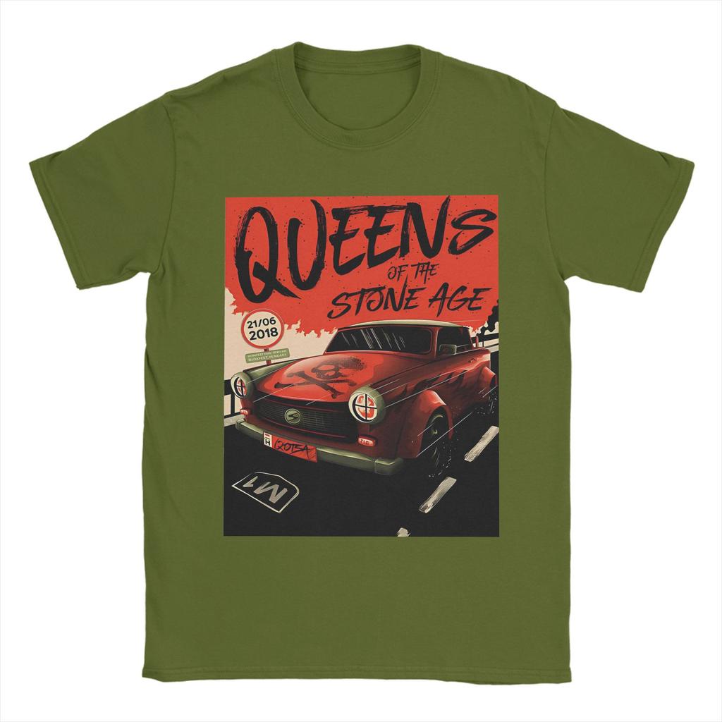 Funny Abang Mobil Queens of the Stone Age T-Shirts Men Round Neck 100% Cotton T Shirts Short Sleeve Tees Gift Idea Clothing