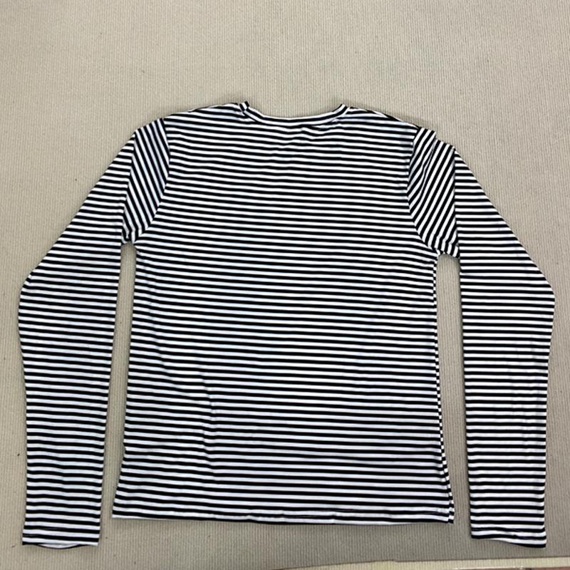 European and American Pullover Round Neck Long Sleeved Striped Printed T-shirt Retro High Street
