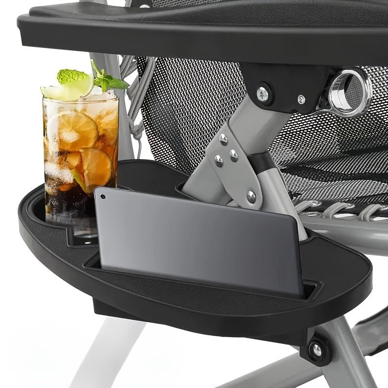 Durable Plastic Zero-Gravity Chair Cup Holder - Clamp-On Tray with Phone Slot for Beach Lounge Chairs, No Power Required