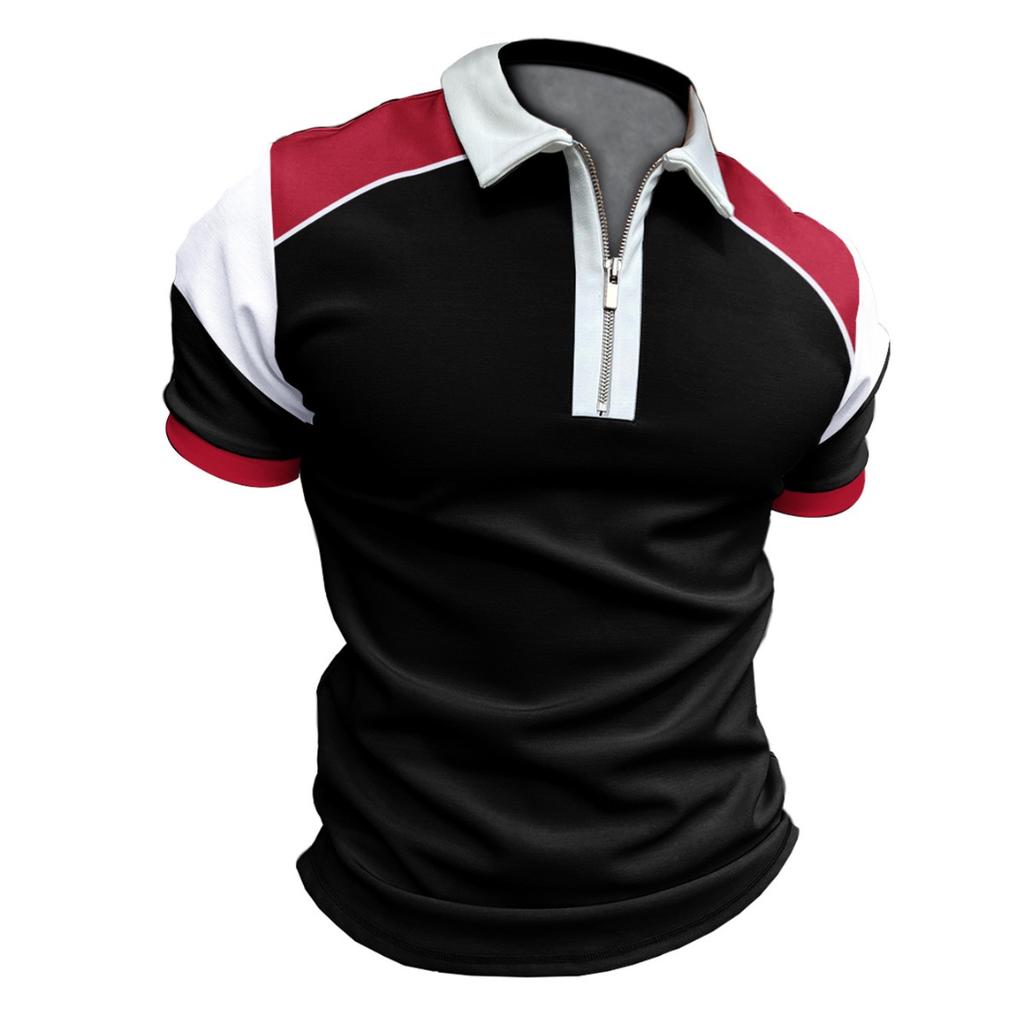 New 3D Printed Zip Polo Shirt for Men, Casual Short Sleeve Turn-down Collar Pullover Mens Top, Cross-border Independent Station Supply