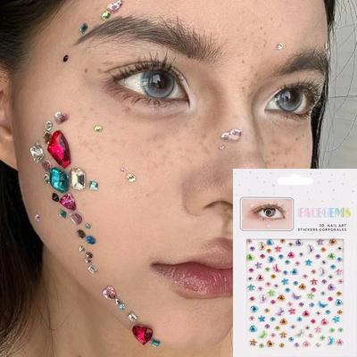 Liebe Diamanten Aufkleber auf dem Gesicht Strass Make-up Helles Gesichtskunst Aufkleber Temporäres Tattoo für Kinder Strass Make-up Werkzeuge