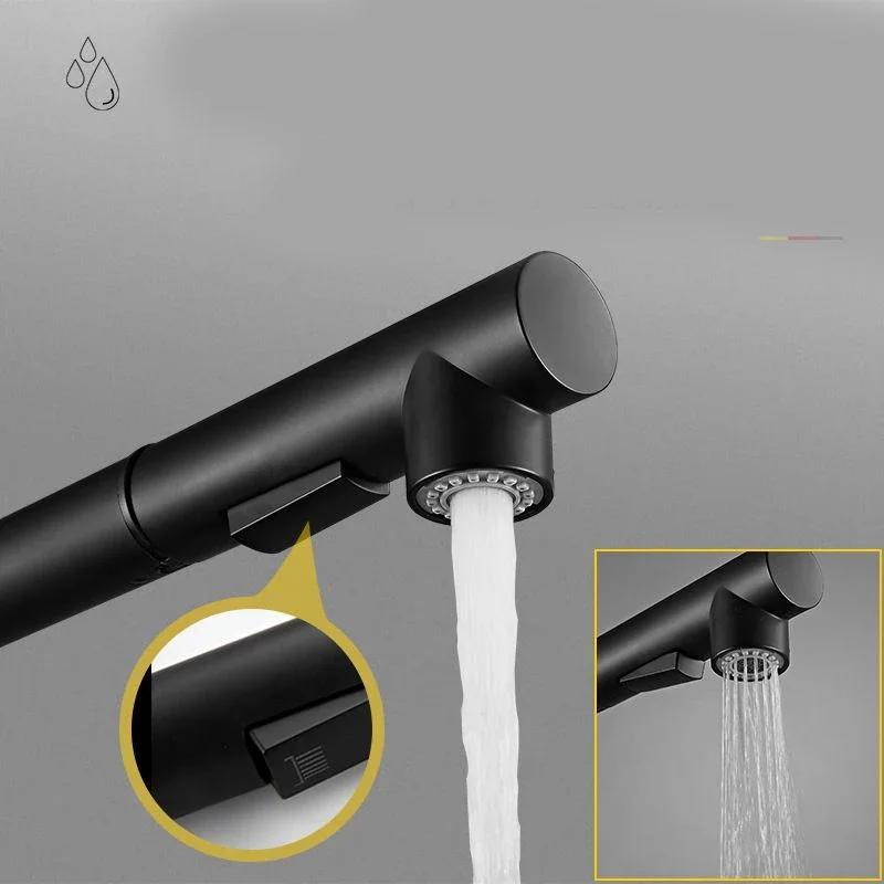 Kitchen Sink Faucet Black Pull Out Flexible 2 Modes Stream & Sprayer Nozzle Faucets Stainless Steel Hot Cold Wate Mixer Tap Deck