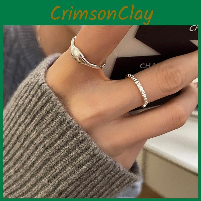 Elegant Geometric Design Copper Ring For Women Trendy Minimalist Adjustable Fashion Statement