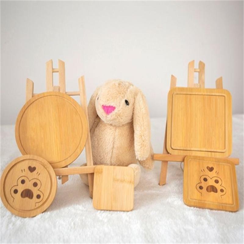 1PC Bamboo Tray Wood Saucer Flower Pot Tray Cup Pad Coaster Plate Kitchen Decorative Plate Creative Coaster Coffee Cup Mat
