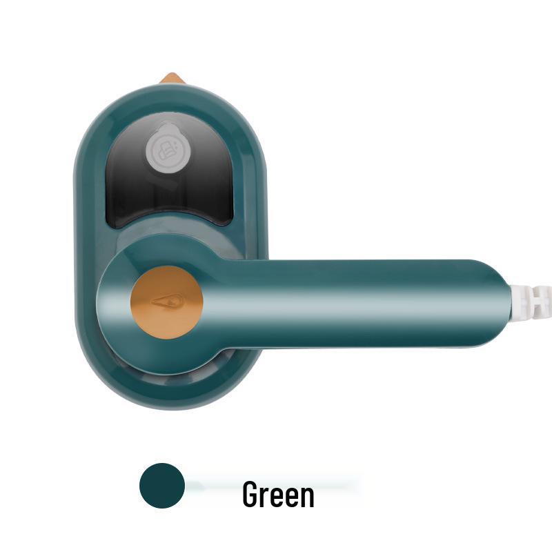 Compact Handheld Electric Steam Iron for Household & Hanging Use Mini Folding Steamer - Green