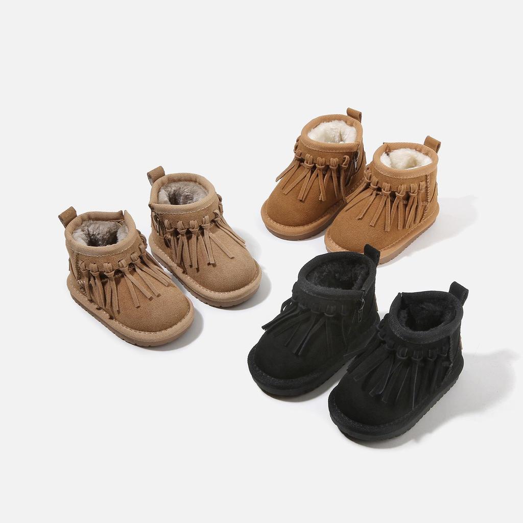 Baby Walker Girls' Snow Boots: Velvet-Lined, Non-Slip Winter Shoes