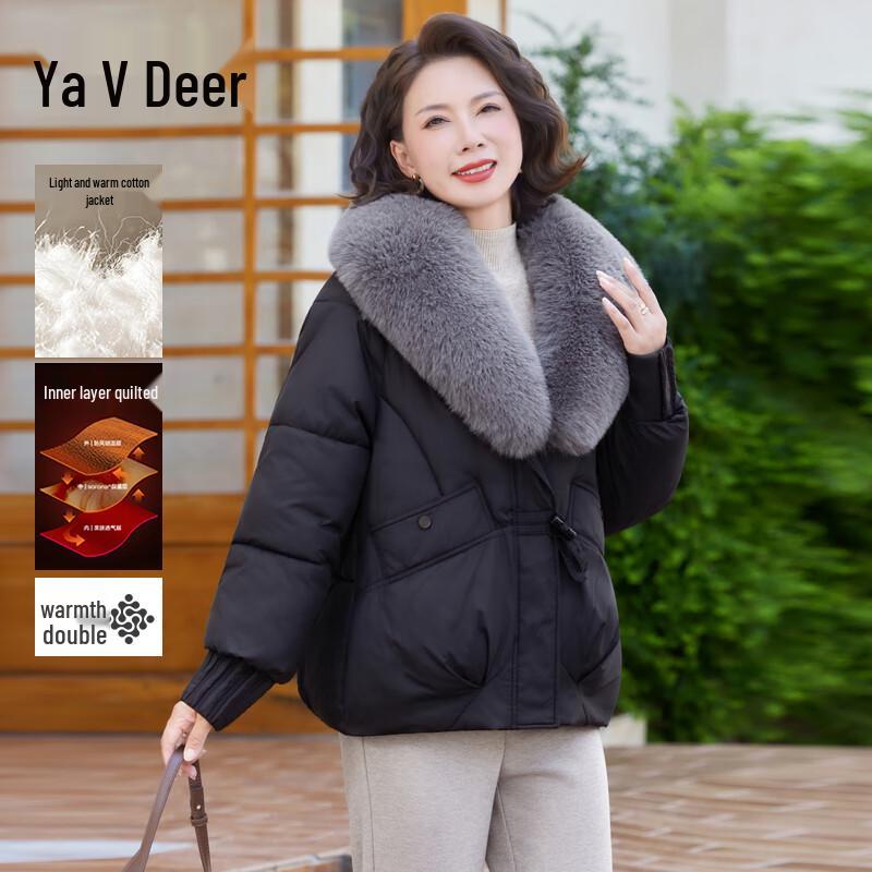 

Yalu Women s Faux Fur Collar Short Puffer Jacket 2XL
