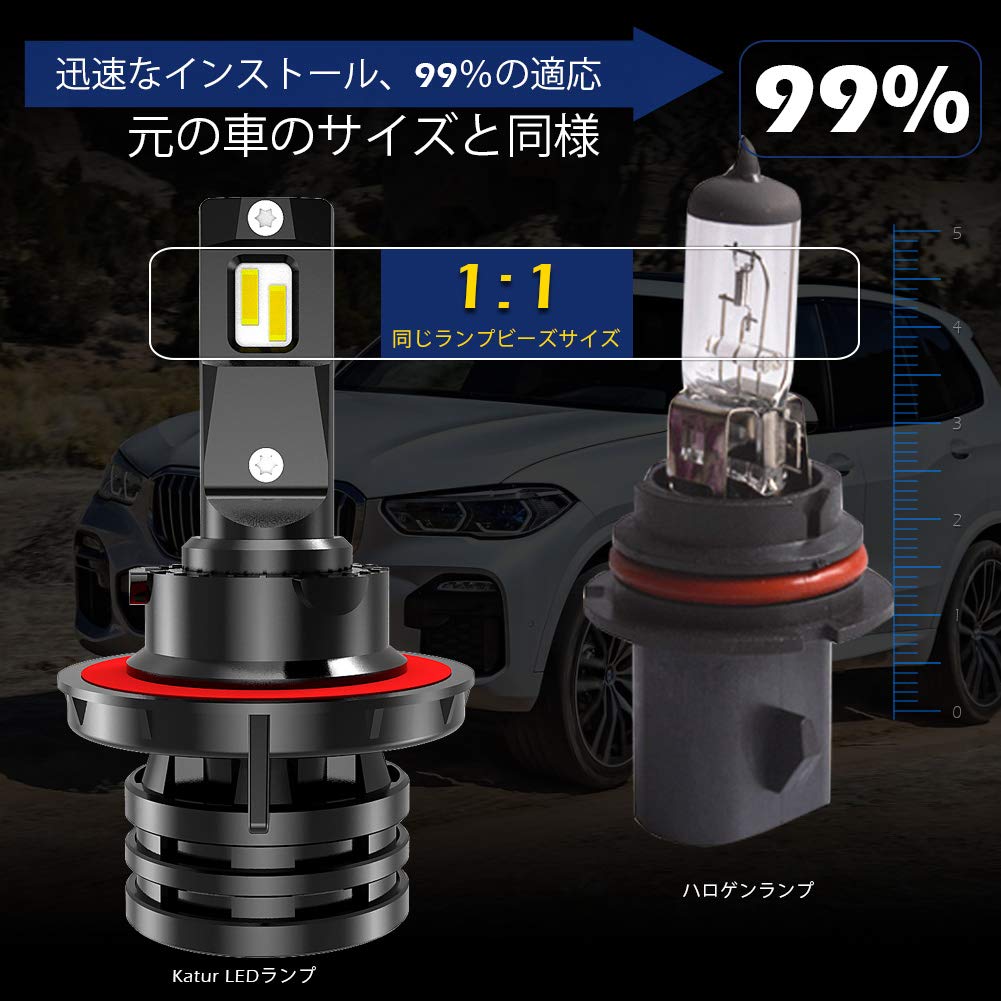 KaTur H13 9008 High/Low Beam Led Headlight Bulb Mini Design Upgraded CREE Chips Super