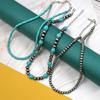 European and American Navajo Style Turquoise Necklace, Women Stacked with High-end Three-piece Set, Ethnic Tin Bead Neck Chain