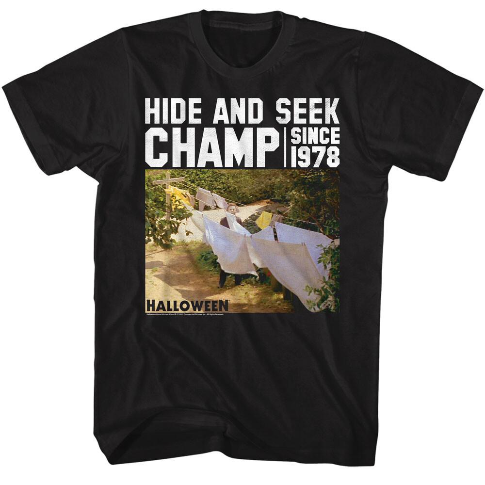 Halloween Horror Movie Michael Myers Hide Seek Champ Since 1978 Men T Shirt L