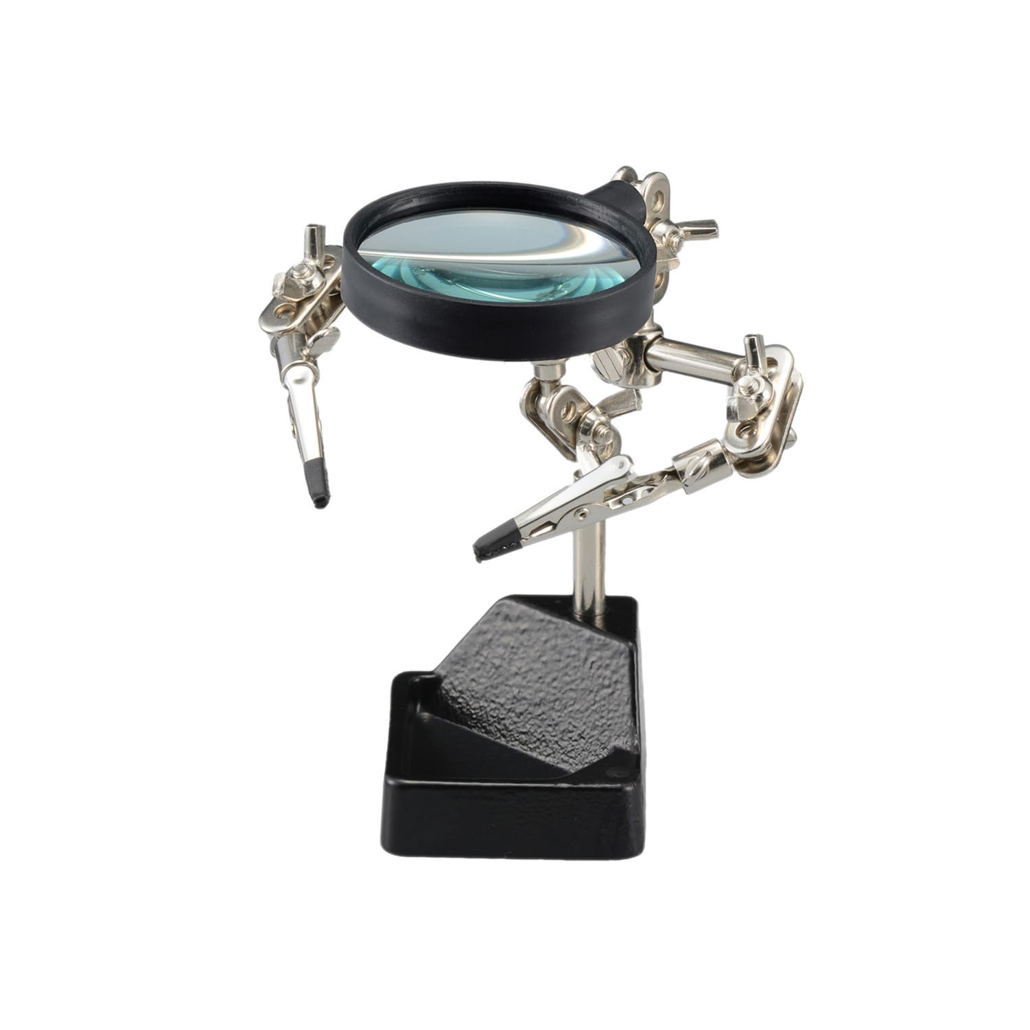 

goot Work Helper Glass Lens 60mm Diameter 2x Magnification Clip Cover ST-94 Silver Black