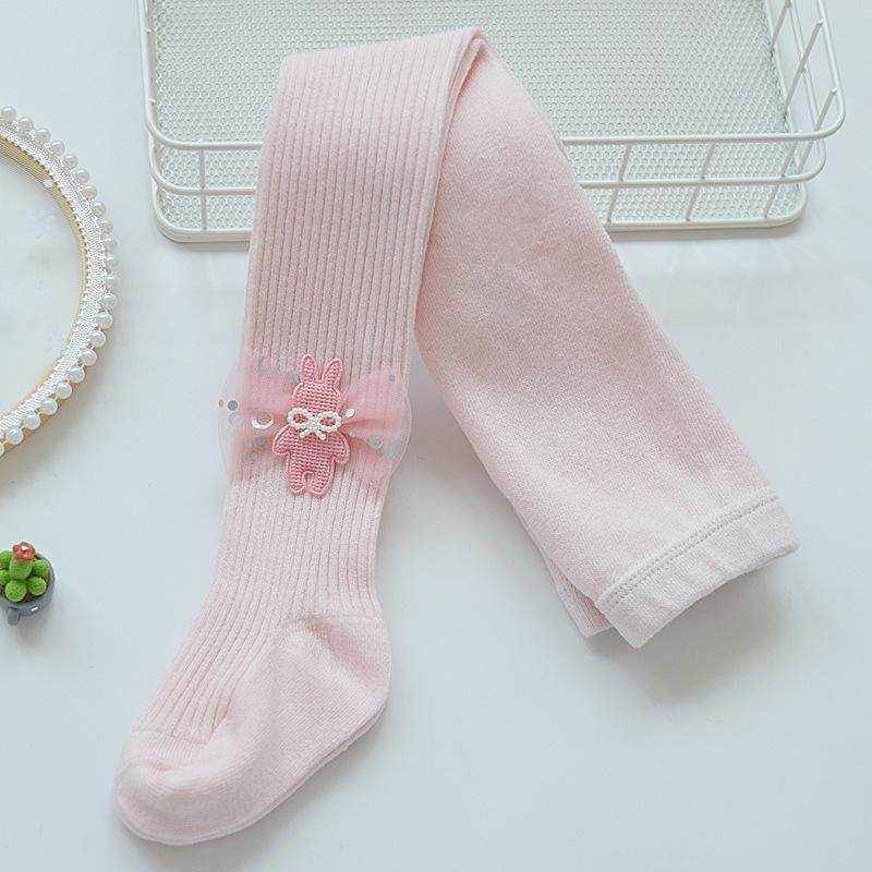 

Милые колготки с бантиками для девочек, вязаные хлопковые, осенние, весенние, колготки для девочек, с высокой талией, детские колготки, колготки для малышей M розовый