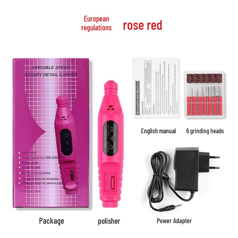 "Portable Electric Nail Polisher with Convenient Handle and Cap"