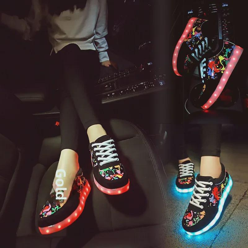 Summer Couple Graffiti LED Light-Up Sneakers with USB Charging