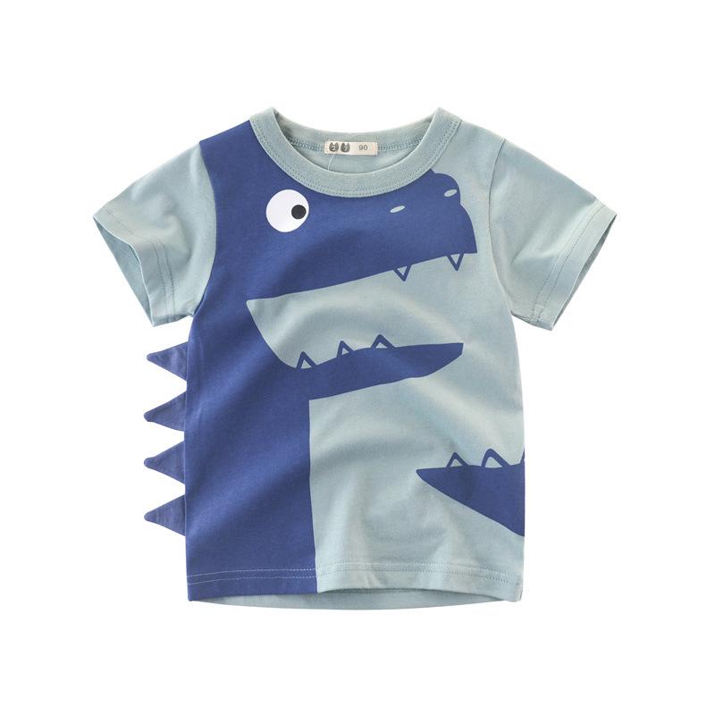27kids Korean Dinosaur T-Shirt for Boys - Summer Short-Sleeve Children's Clothing
