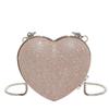 Summer new fashion chain messenger bag portable shoulder heart bag diamond-encrusted metal diagonal span bag