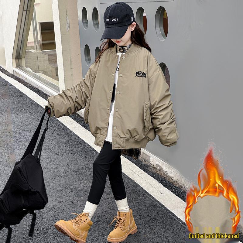 2025 Girls' Spring/Autumn Baseball Jacket - Trendy Children's Fashion Coat