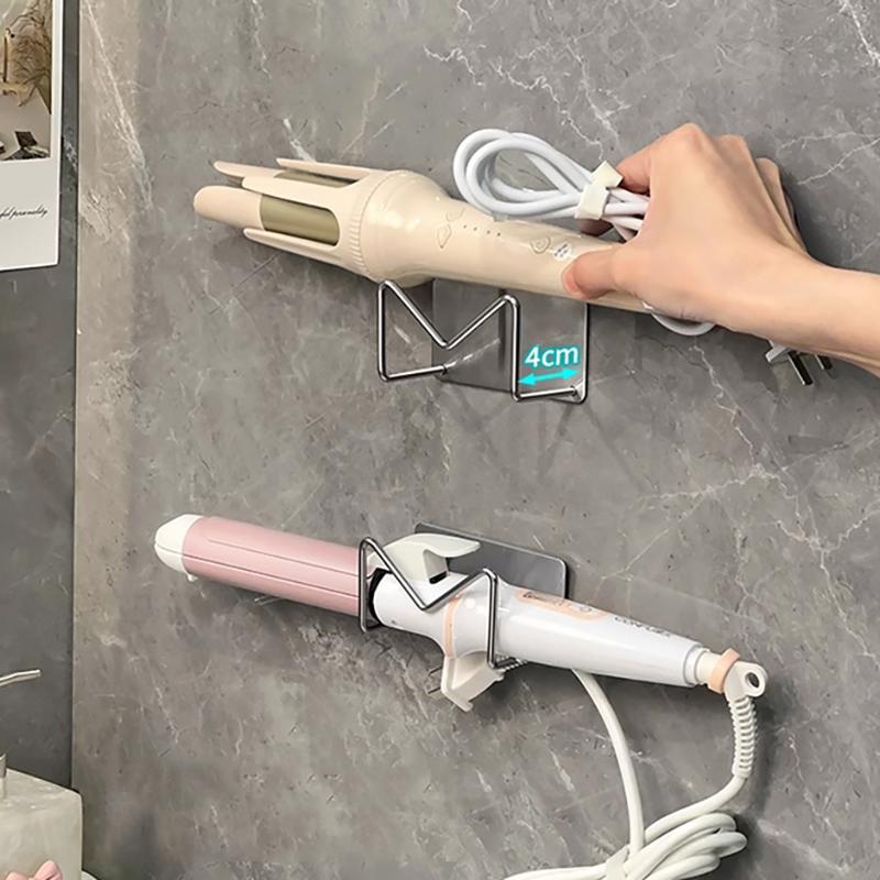 Wandmontierter Föhnhalter Lockenstab Glätteisen Ständer Selbstklebendes Edelstahl Aufbewahrungsregal Badezimmer Organizer