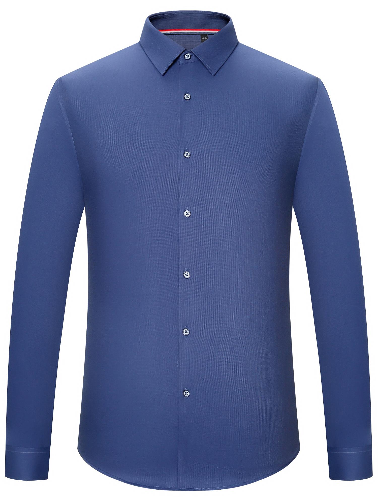 

Мужская однотонная классическая рубашка, формальные дышащие рубашки с воротником на пуговицах и длинными рукавами с контрастной окантовкой