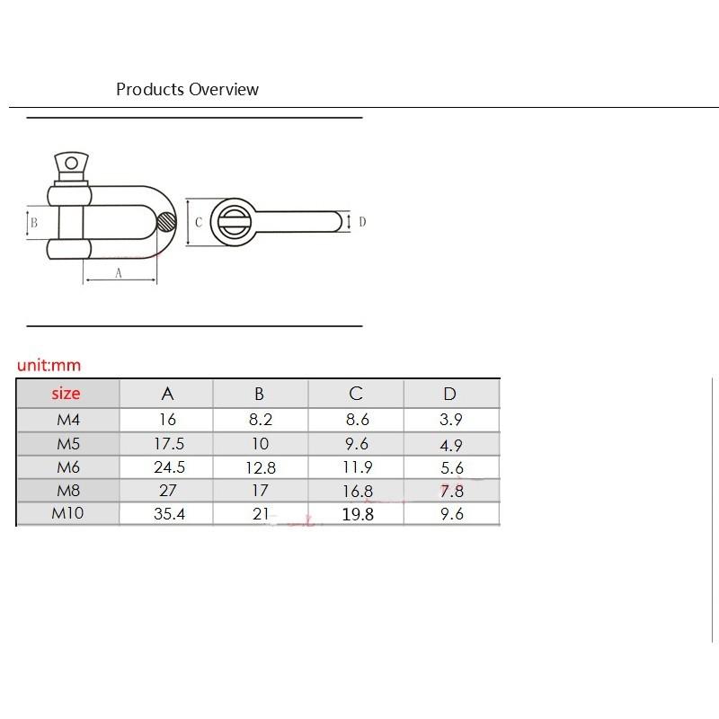 Stainless Steel Lifting Towing Bow Dee D Link Rigging Shackles Marine 5mm-10mm