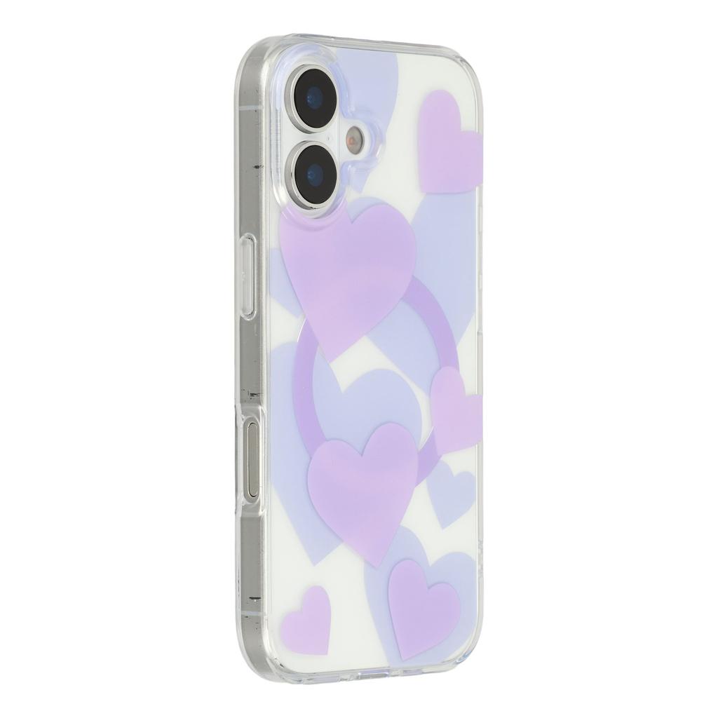For iPhone 17 Case Heart Pattern TPU + PC Protective Phone Cover Compatible with MagSafe