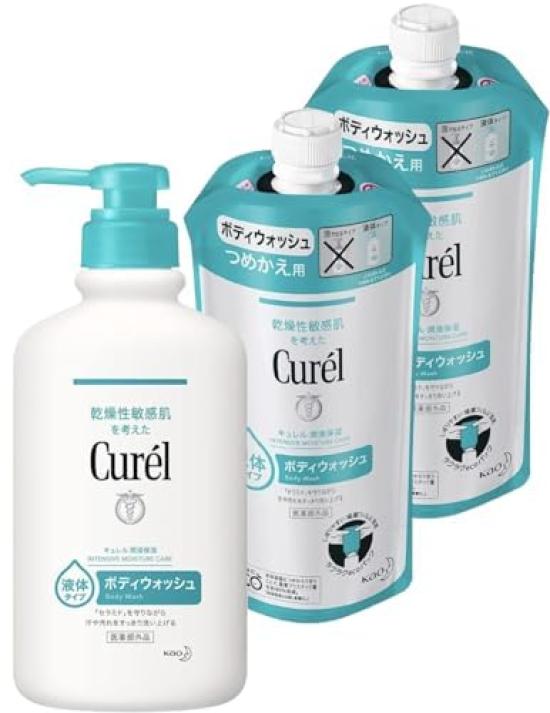 Kao Curel Body Wash: 420ml bottle + 2 x 340ml refills