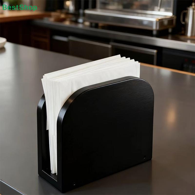 Wooden Upright Napkin Holder, Minimalist Oak Finish Napkin Dispenser for Restaurant,Kitchen & Dining Table Decor