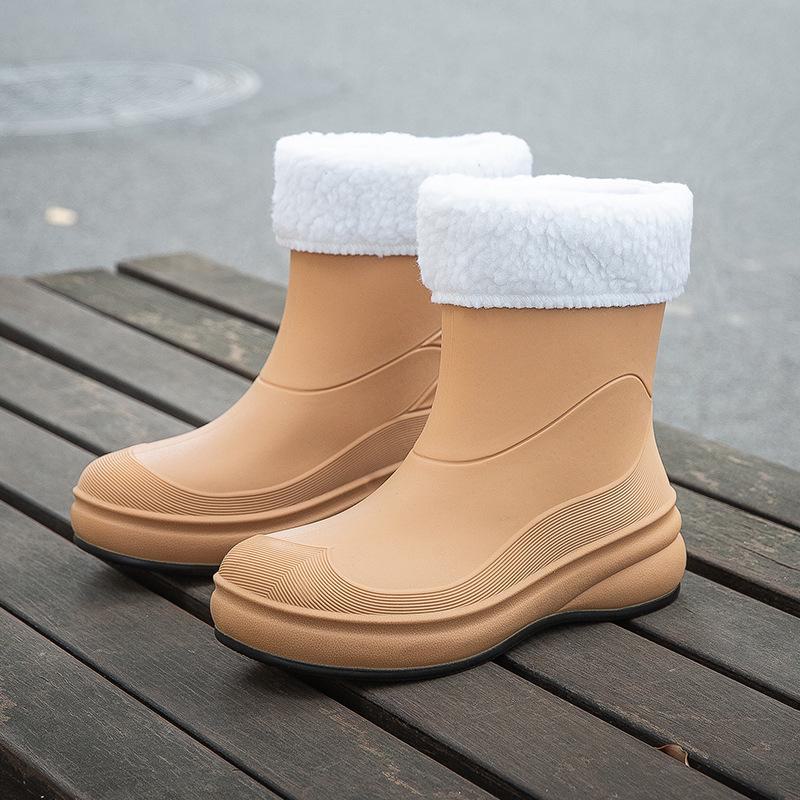 Women's Waterproof Non-Slip Korean Style Fashion Rain Boots - Slip-On Short Tube Design for All Seasons