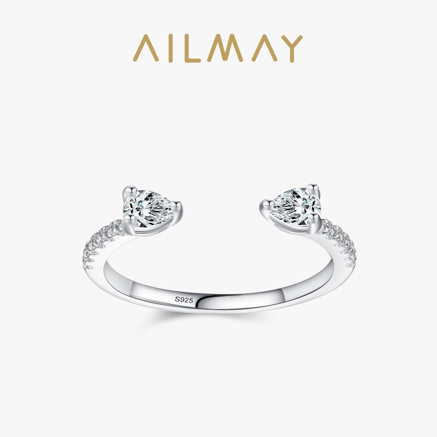 

Ailmay Solid 925 Silver Water Drop Shape Dazzling CZ Adjustable Finger Ring For Women Girls Birthday Party Jewelry Gift 5
