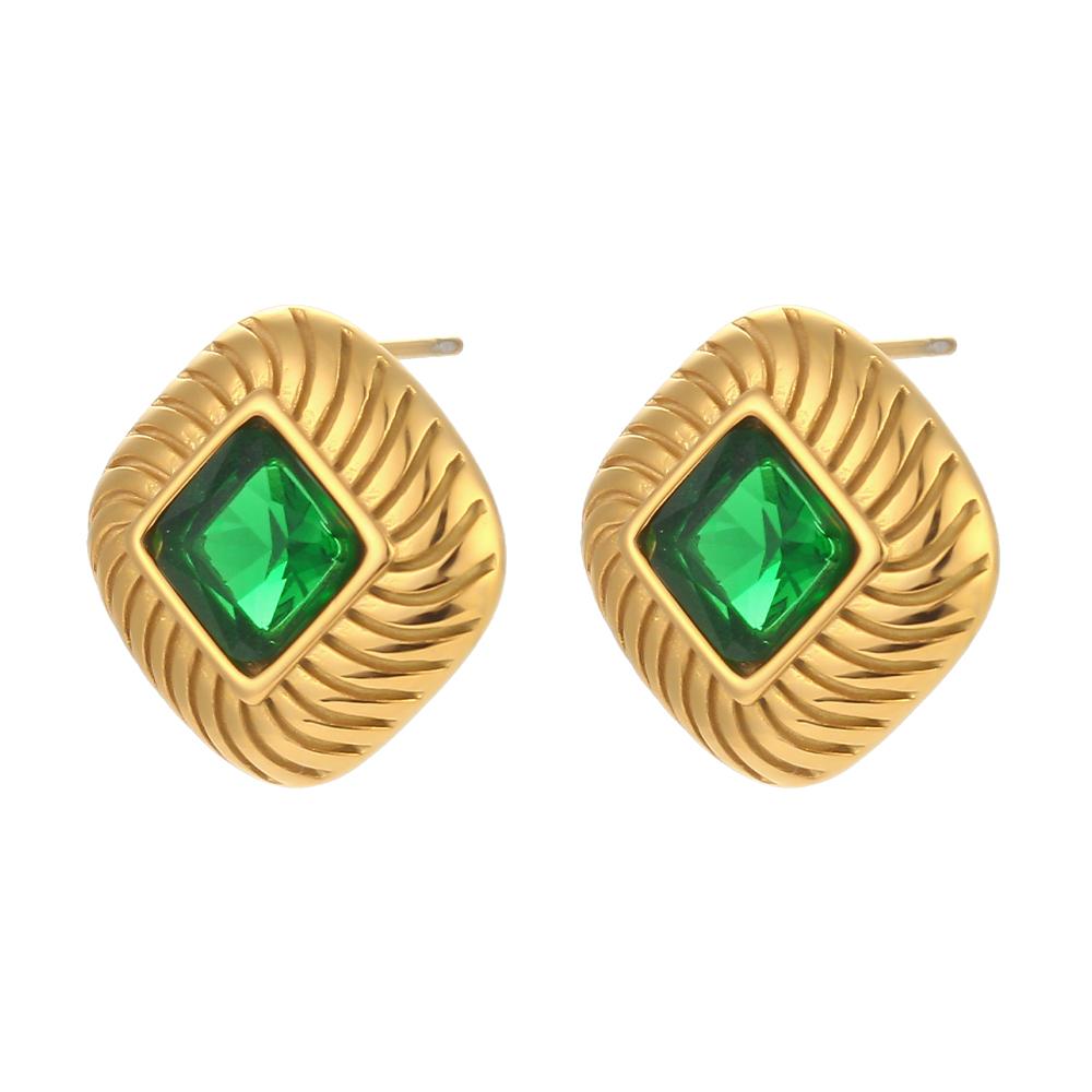 

MamacitaSlay Natural AAA Colored Zircon Stud Earrings 316L Stainless Steel 18K Gold Plated Twill Women s Earrings Party Jewelry зелёный