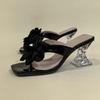 Fashion Women's Flower Clip Toe Square Open-heeled Sandals Summer New Anti-slip Wear-resistant High-heeled Flip-flops