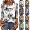 Modisches Lässiges Damen-T-Shirt Top mit Rundhalsausschnitt, Dreiviertelärm und Aufdruck
