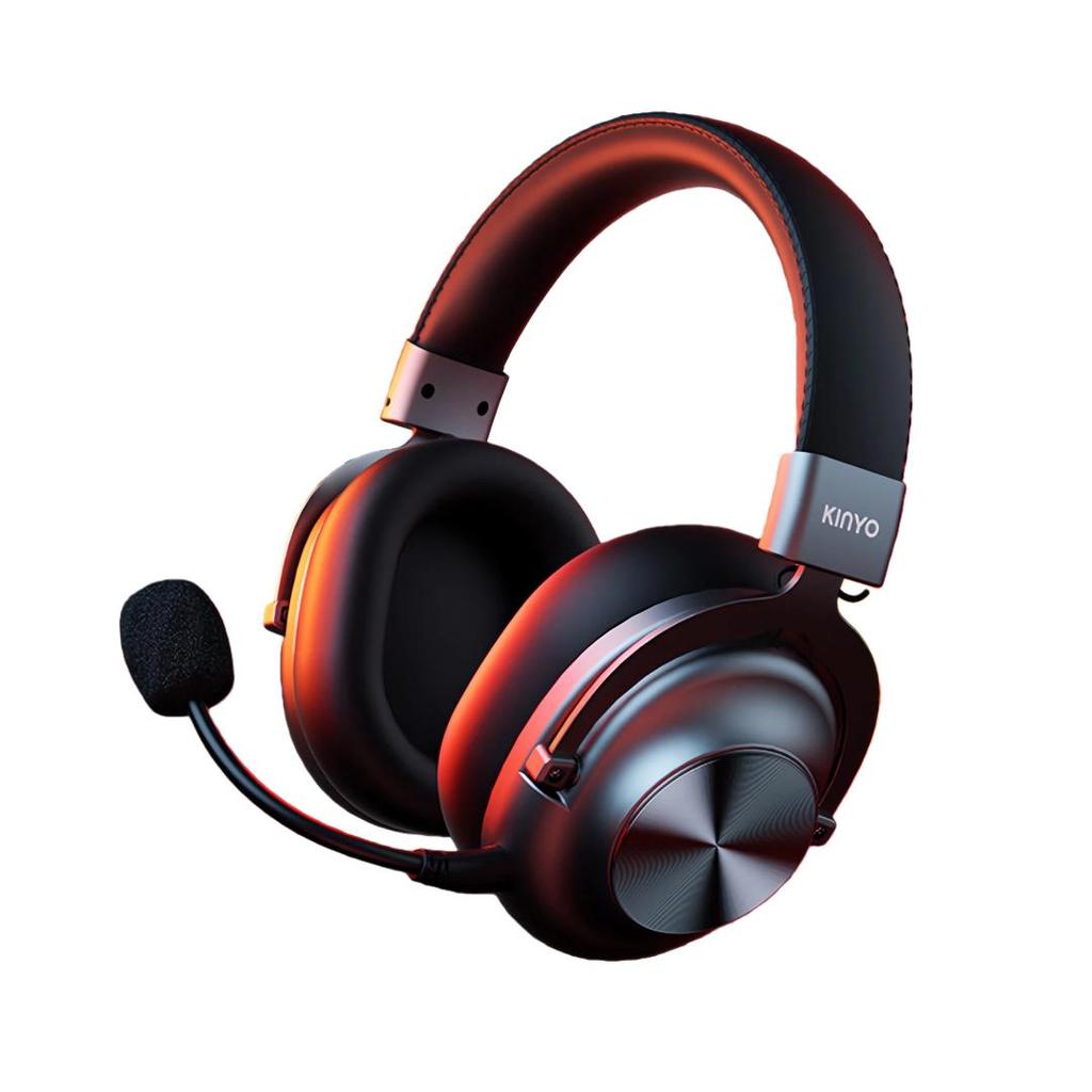 KINYO Gaming Headset, Wireless Bluetooth E-Sports Headphones, 2.4G Microphone, Black, Type-C Charging