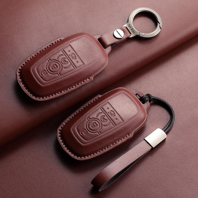 Leather Car Key Case Cover For Lincoln Nautilus Corsair Aviator Navigator Car Remote Key Case Shell Durable Protecter Accessorie