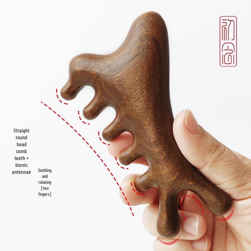 Sandalwood Monster Comb: Multifunctional Scalp Massager & Gua Sha Therapy Tool