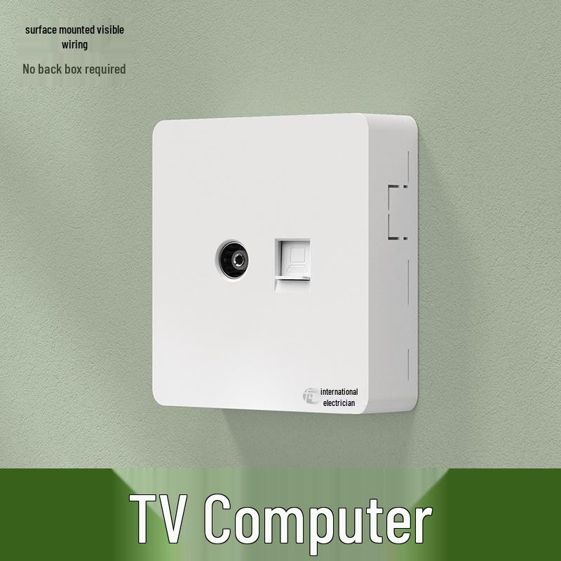 Ultra-Thin Surface-Mounted Single-Control Wall Switch & Socket Panel with Surface Box Outlet, One-Gang Push Button for Household Lighting.