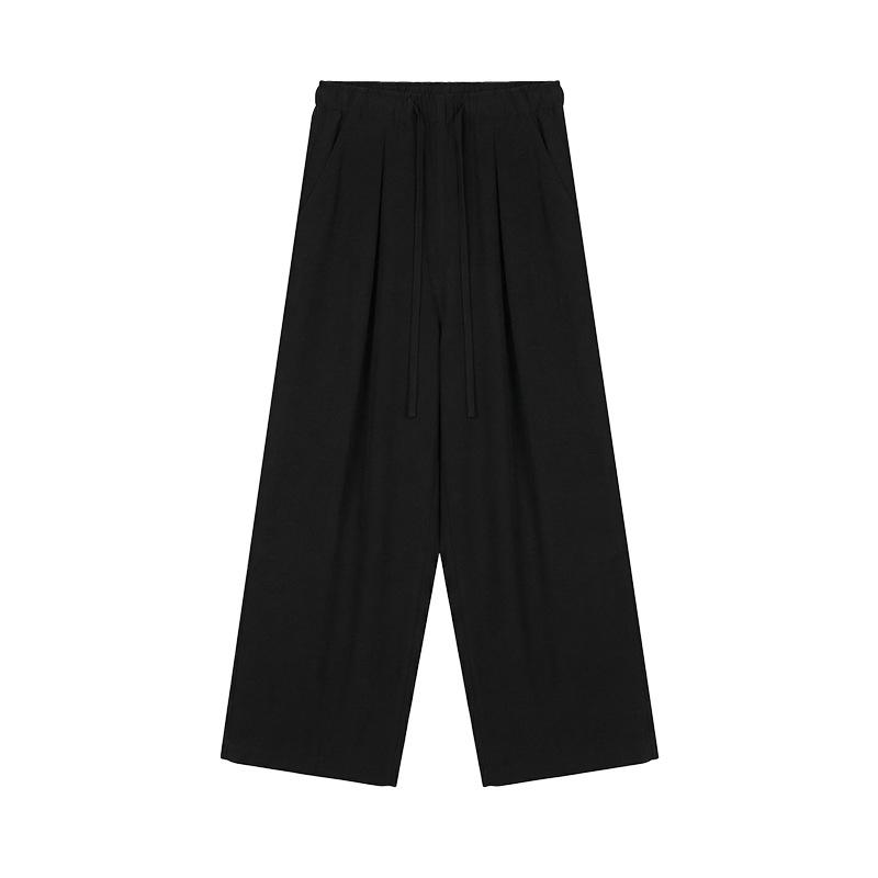 

THE MIND Tencel Elastic Waist Drawstring Casual Pants - Spring 2026 Versatile Slimming Long Pants (T6282C) Medium чёрный
