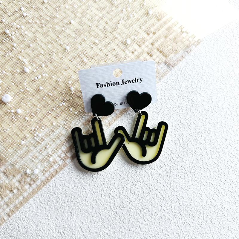 

1Pair Finger Rock Gesture Retro Earrings Acrylic Earrings Jewelry