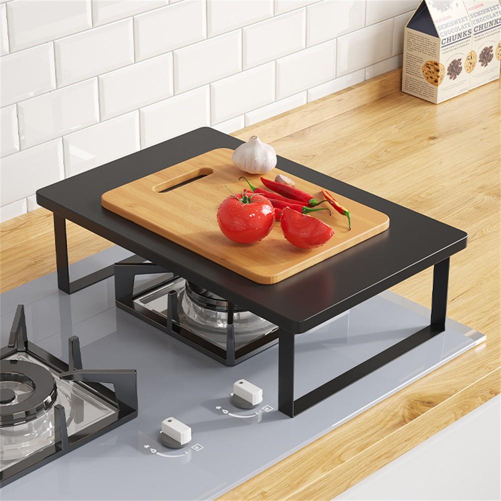 Metal and Wood Microwave Oven Rack for Stove or Induction Cooker 40x30x8.5cm