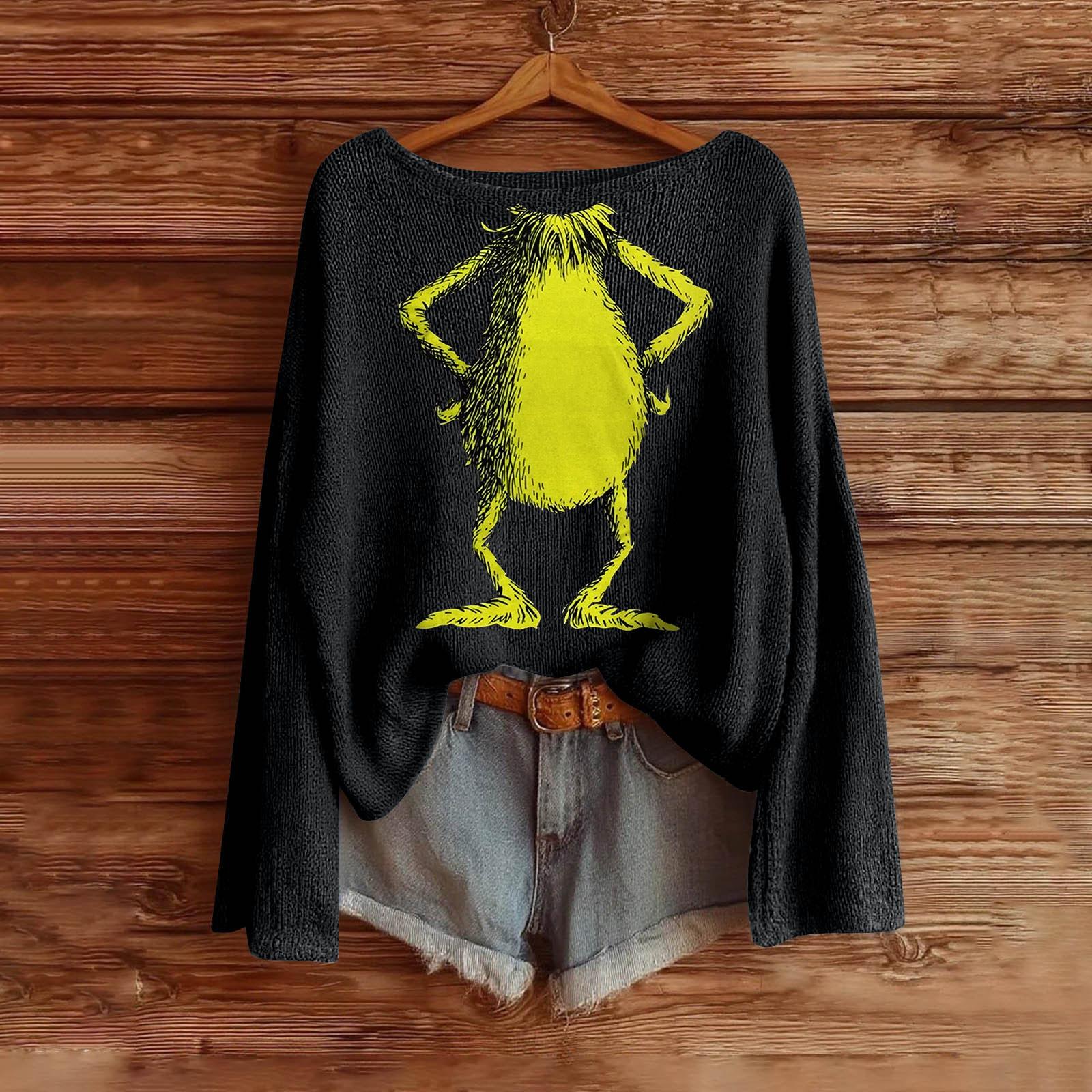 

Женская мода Длинный рукав Рождественский принт Вязаный Длинный рукав На подкладке Длинный рукав L