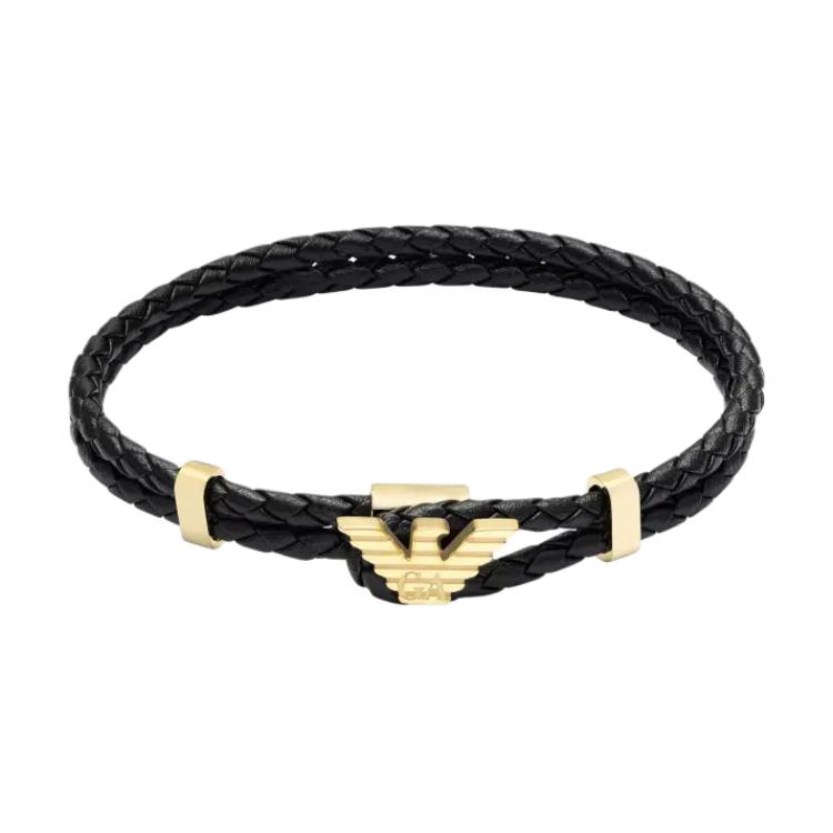 

Emporio Armani Woven Design Bracelet Men accessories Gold Black EGS3321710 Basic Packaging-Box