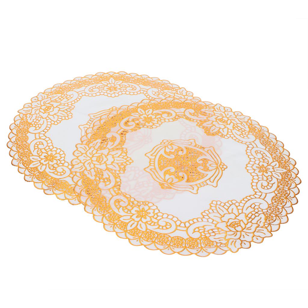 2PCS 38x38cm Table Mats PVC Gold Placemats Cup Mat Coaster for Wedding Party Supplies