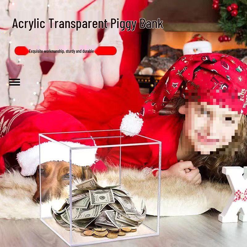 Transparent Acrylic High-Capacity Piggy Bank - No Withdrawal, Online Celebrity Style for Adults and Students.