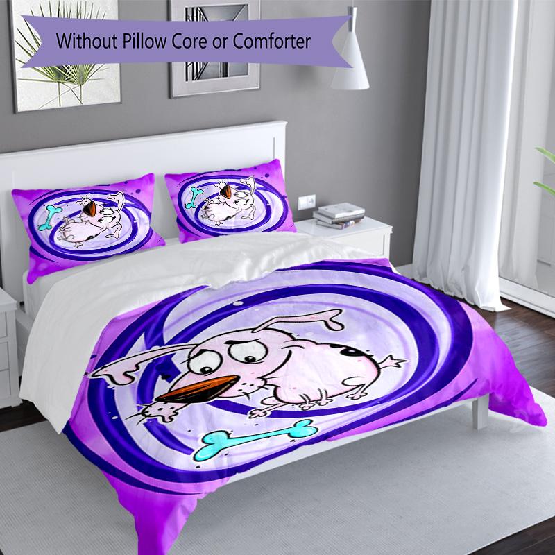 3pcs Courage the Cowardly Dog Pattern Bedding Set Duvet Cover Set Includes Duvet Cover &pillowcases, Perfect All Season Bedroom Decoration & Gift