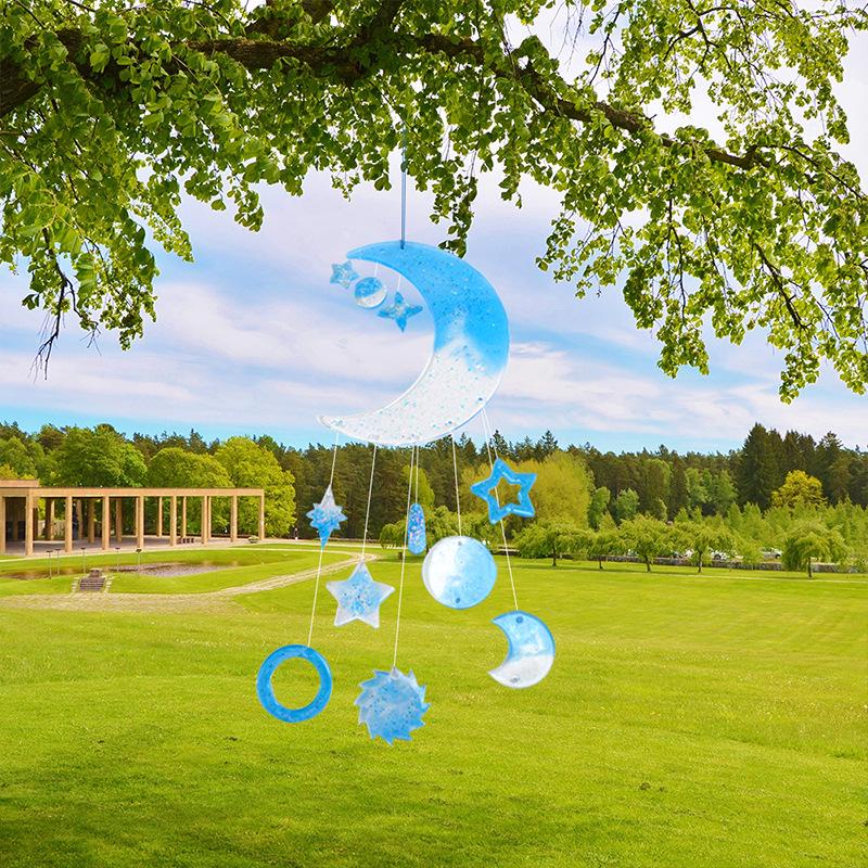 Epoxy Wind Chime Silicone Mold: Sun, Moon, Stars Pendant with Hole for DIY Decorations