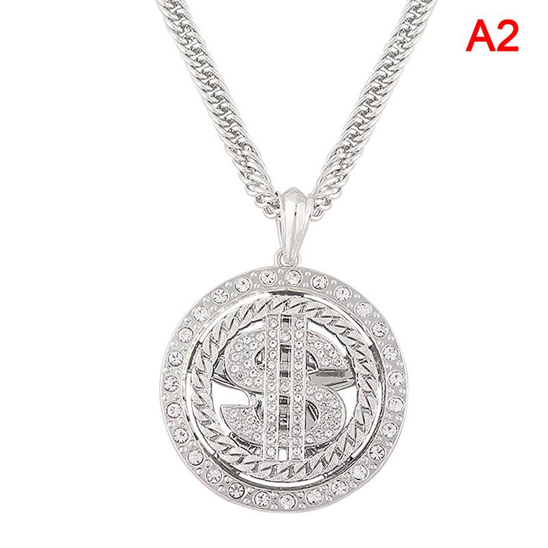 

Большой вращающийся доллар США знак денег кулон ожерелье мужчины рэпер хип-хоп серебряный