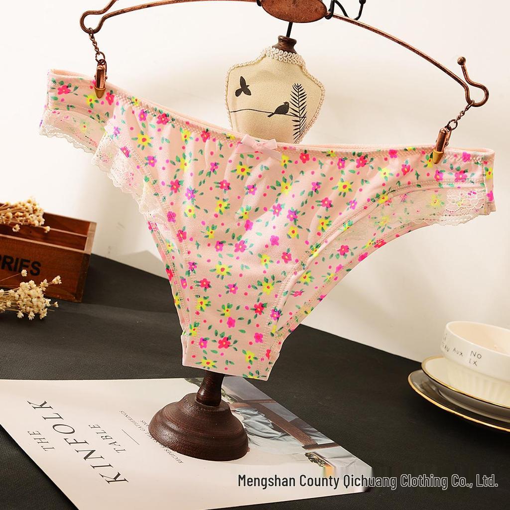 Diaochan Women's Silky Triangle Panties - Floral Lace, No Panty Lines
